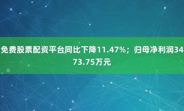 免费股票配资平台同比下降11.47%；归母净利润3473.75万元